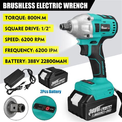 388VF 22800mAh Brushless Electric Impact Wrench 1 2 800N M Torque