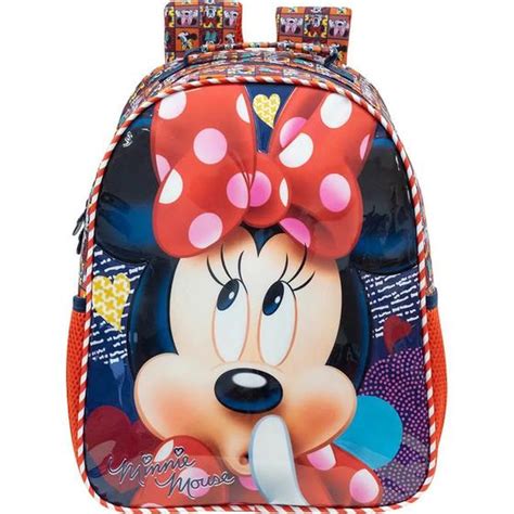 Mochila Escolar Infantil De Costas Minnie Mouse Alto Relevo Xeryus