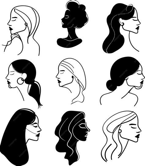 Premium Vector Abstract Woman Line Art Silhouette Black And White