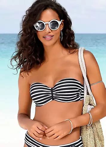 Black Stripe Bandeau Bikini Top By Venice Beach Swimwear