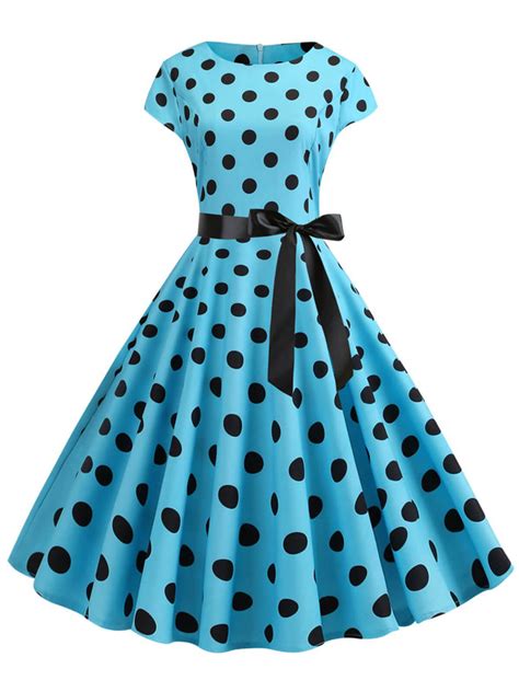 1950s Polka Dot Cap Sleeved Dress Retro Stage