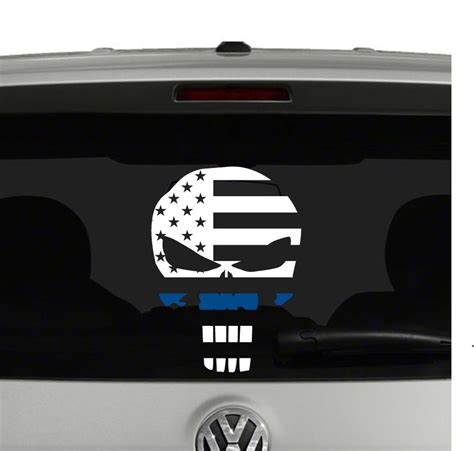 Punisher Skull American Flag Thin Blue Line Vinyl Decal Sticker