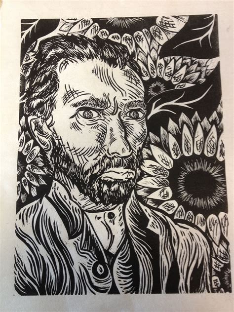 My New Linoleum Print Of Van Gogh Linoleum Print Linoleum Prints