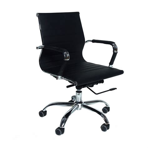 Modern Designer Ribbed Executive Leather Low Back Computer Office Chair