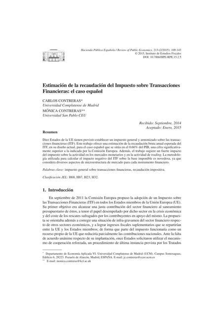 Estimación de la recaudación del Impuesto sobre Transacciones