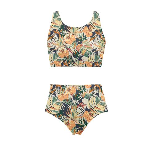LEAF NATURE TROPICAL SPNP Crop Top Bikini Set Model S ID D
