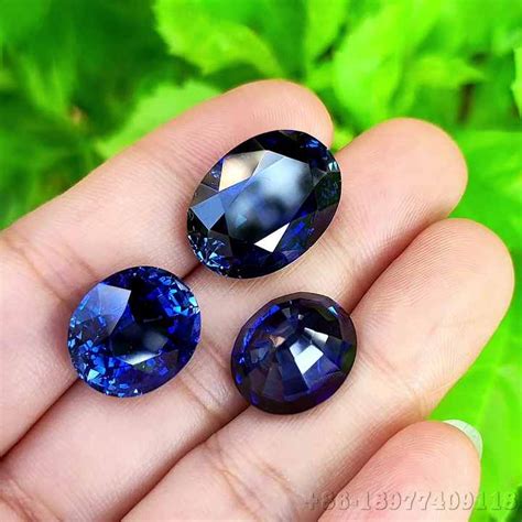 Thailand Cut Royal Blue Color Lab Sapphire Oval Shape Gem Stone With