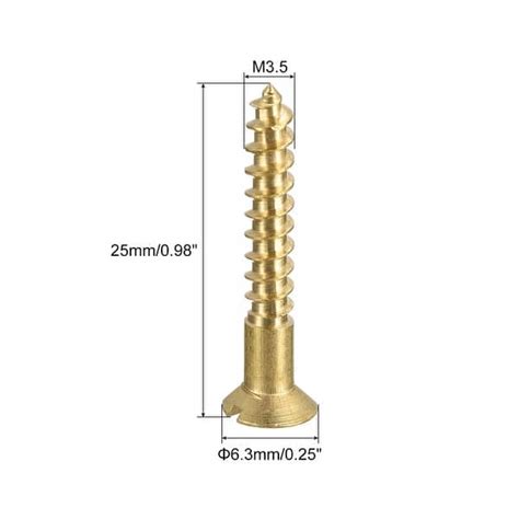 Wood Screws Slotted Flat Head Brass Self Tapping Screw 100 Pcs Gold Tone Bed Bath And Beyond