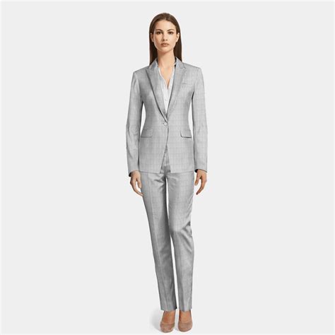 Light Gray Seersucker Pant Suit With Peak Lapels Sumissura