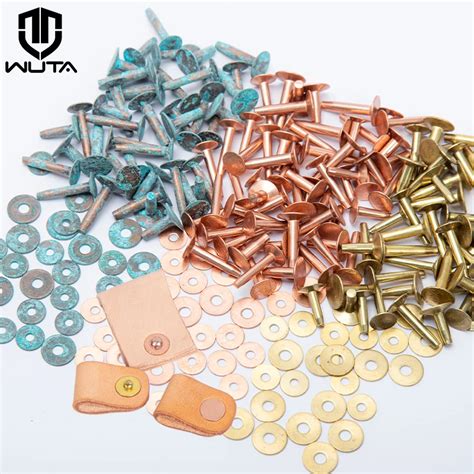 Wuta Set Solid Brass Rivets With Burrs Copper Rivets Studs