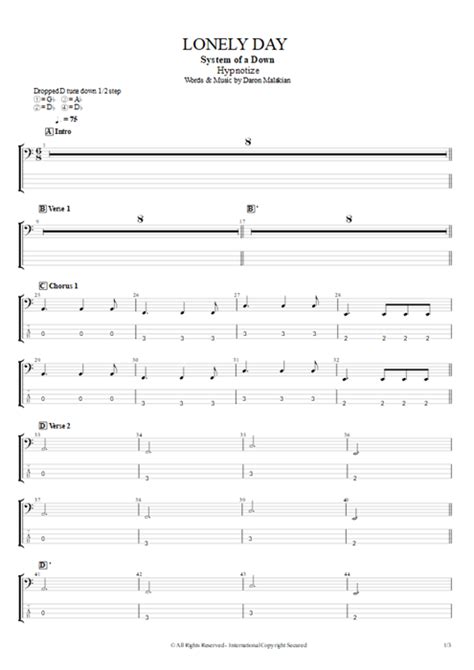 Lonely Day Tab By System Of A Down Guitar Pro Guitars Bass