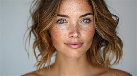 Premium Photo Woman With Freckled Hair And Blue Eyes