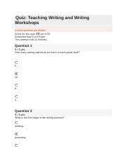 EDUC 319 Quiz Teaching Writing And Writing Workshops Docx Quiz