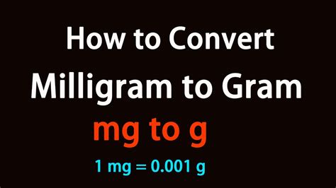 How To Convert Milligram To Gram Youtube