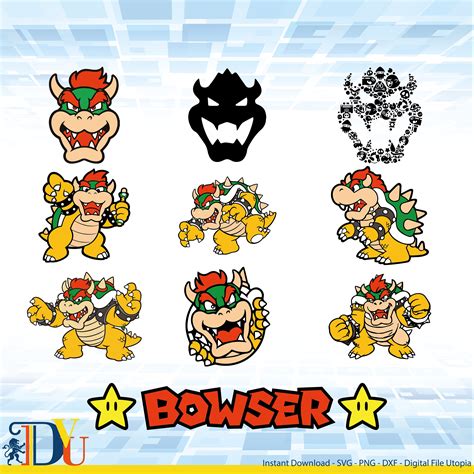 Bowser Svg Bundle Bowser Cut File Bowser Silhouette Mario Svg