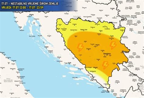 Danas poslijepodne možemo očekivati kišu i pljuskovi sa grmljavinom