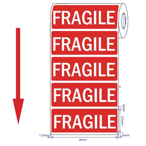 Fragile Parcel Labels 89x32mm Self Adhesive Stickers Pack 250500