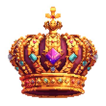 Coroa Dourada Pedra Preciosa Em Estilo Pixel Art Png Coroa Ouro