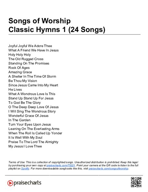 Classic Hymns 1 (24 Songs) Chords PDF (Song Sheets) - PraiseCharts