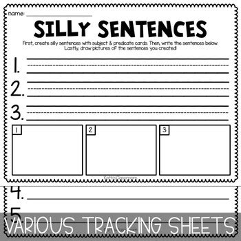 Silly Sentences Subjects Predicates Freebie A Fun Writing Activity