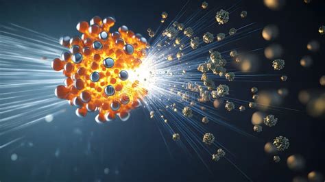 Energetic Fission Reaction with Uranium Nuclear Fuel Explosion and Particle Scattering Stock ...