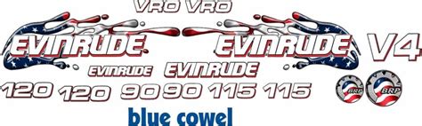 Evinrude V4 Cross Flow USA Flag Splash Outboard Decal Set Kit E Man Ink