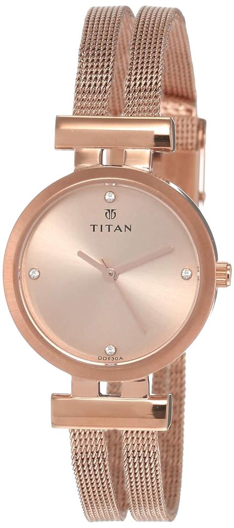 Titan Purple Glam Gold Analog Pearl Dial Womens Watch Nl9942wm01