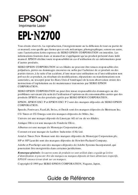 Notice EPSON EPL N2700 imprimante laser Trouver une solution à un