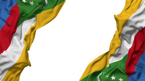 Comoros Flag Cloth Wave Banner In The Corner With Bump And Plain Texture Isolated 3d Rendering