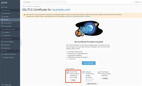 How To Install Let S Encrypt Ssl Certificate For Domain In Plesk Plesk