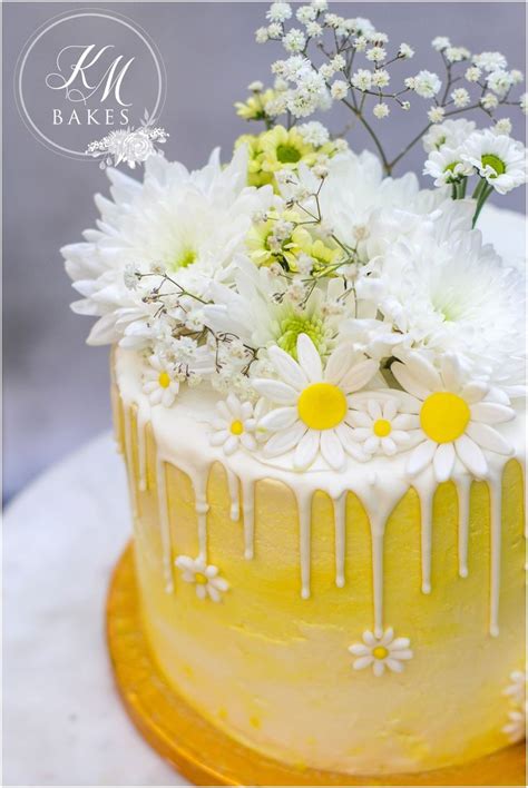 Km Bakes Yellow Birthday Cakes Flower Cake Yellow Wedding Cake