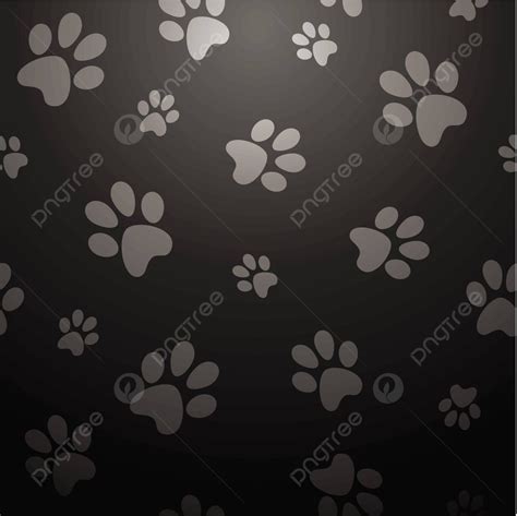 Black Dog Footprints Pattern Black Abstract Paw Vector Black Abstract