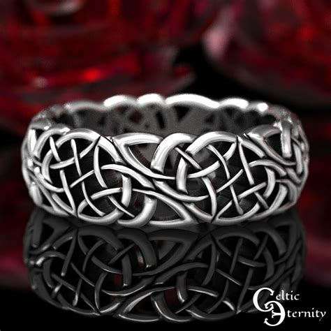 Celtic Knotwork Ring Sterling Silver Mens Wedding Band Mens Celtic