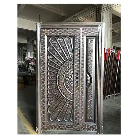 Standard Size Steel Floral Pattern High Security Front Doors For Business