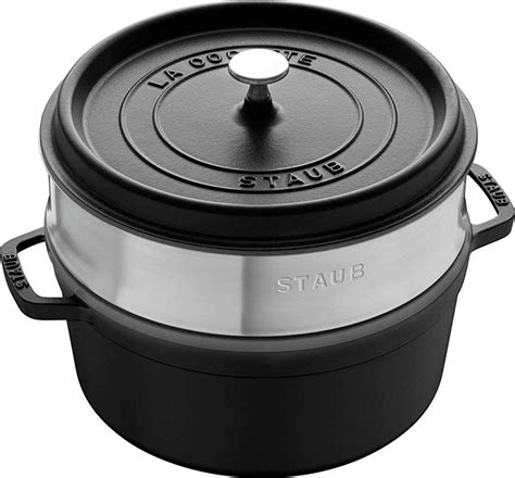 STAUB Gusseisen Bräter Cocotte mit Dämpfeinsatz Rund 26 cm 5 2 L