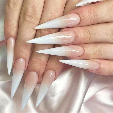 Amazon Andging Stiletto Press On Nails Long Milky White Fake Nails