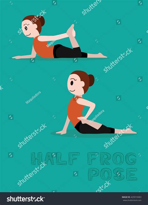 Yoga Half Frog Pose Cartoon Vector Illustration 420910483 Shutterstock