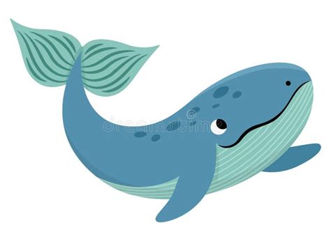 Vector Blue Whale Icon. Under the Sea Illustration with Cute Funny Fish ...