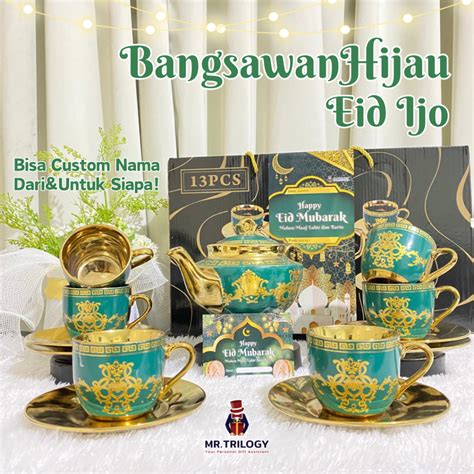 Jual Hampers Cangkir Set Keramik Ramadhan Tatakan Teko Souvenir Lebaran