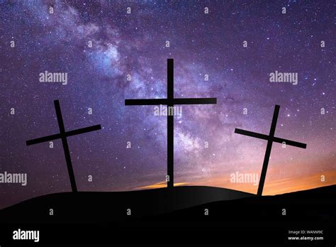 Galaxy Background With Cross