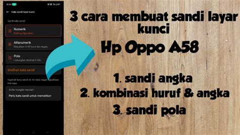 Cara Membuat Sandi Layar Kunci Oppo A Youtube