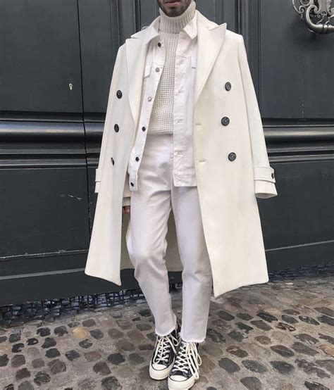 Male Trench Coat White Trench Coat Outfit Coat Outfits White Outfits