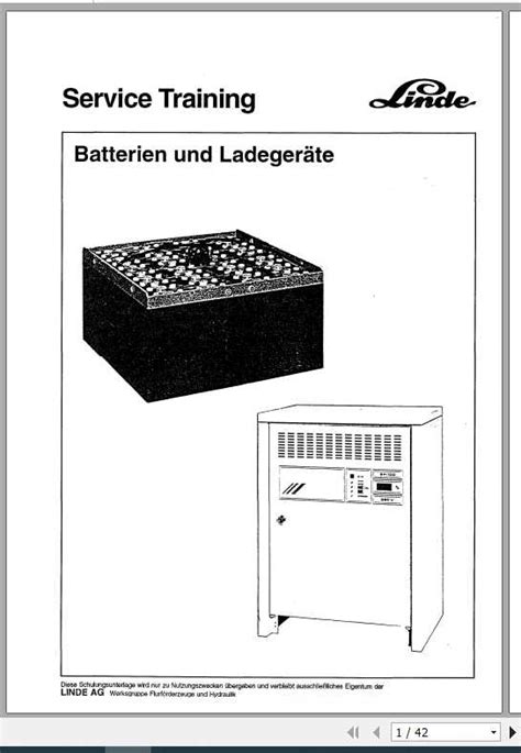 Linde ForkLift Batteries And Chargers Service Training Manual_DE