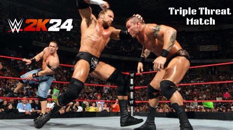 Wwe 2k24 Gameplay Triple Threat Match John Cena Vs Randy Orton Vs