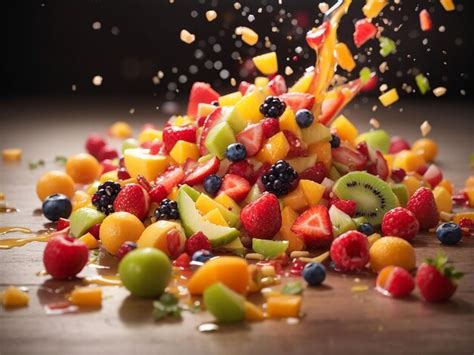 Premium Photo Fruit Salad Spilling On The Floor Was A Mess Of Vibrant Colors And Textures