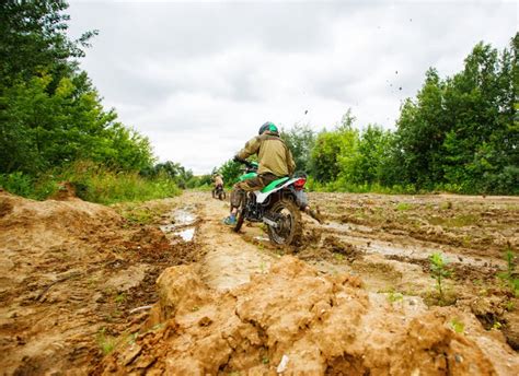 The Man on a Motorcycle Rides through the Mud Stock Image - Image of ...