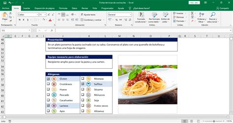 Fichas técnicas de cocina Plantilla Excel profesional