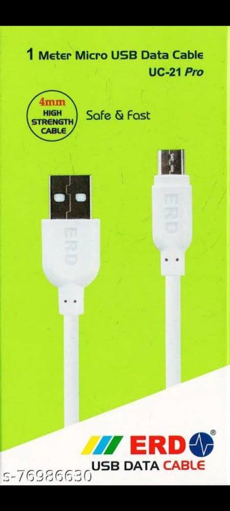 White Erd Mobile Phone Data Cable Micro Usb At Rs Piece In Bhinmal