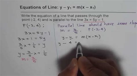 Point Slope Form For Parallel Lines Equation Youtube