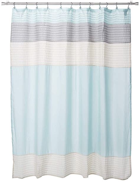 Amherst Fabric Aqua Shower Curtain Pieced Transitional Simple Shower